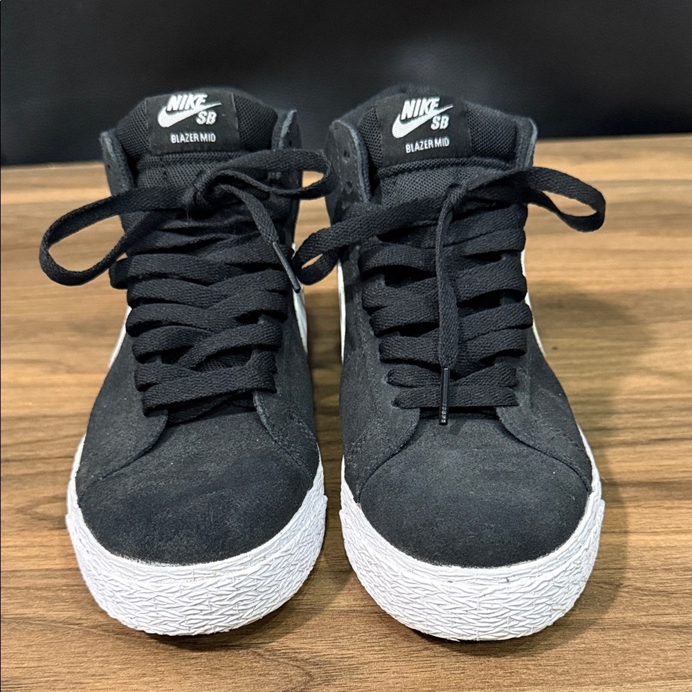 Nike Kids Black and White Mid-Top Sneakers